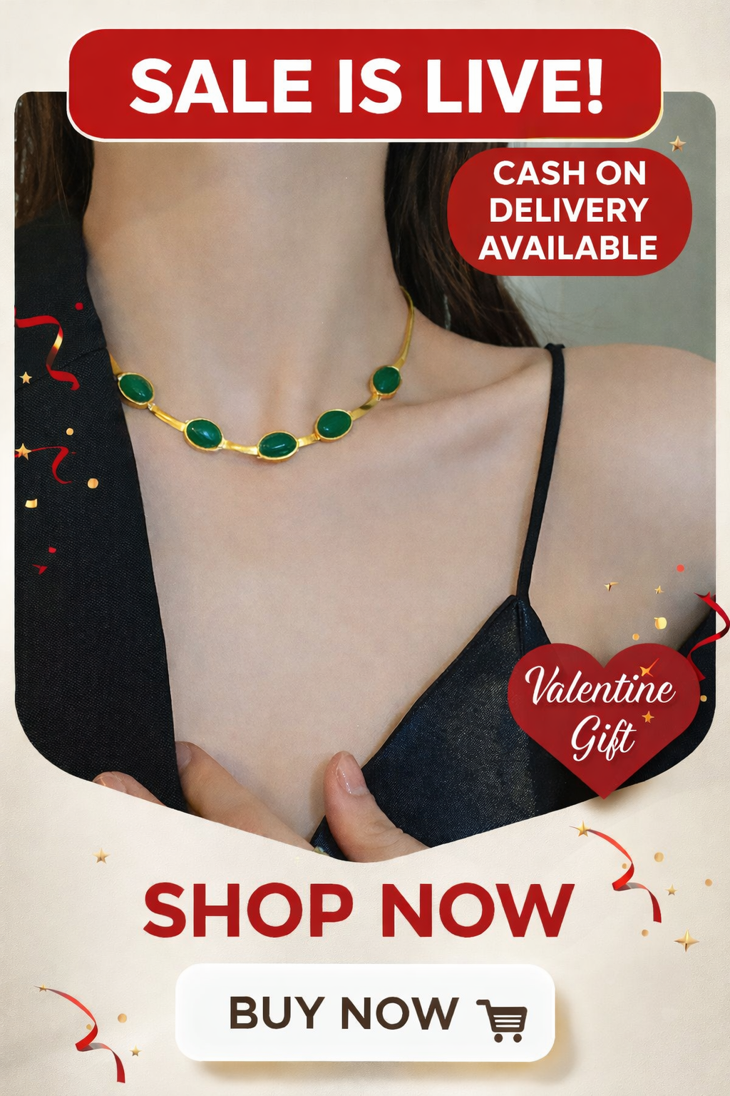 Oval Green Crystal Pendant Necklace Set With Bracelet